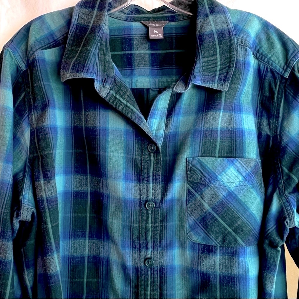 Eddie Bauer Flannel Plaid Shirt Lightweight Size 2XL - Picture 5 of 10